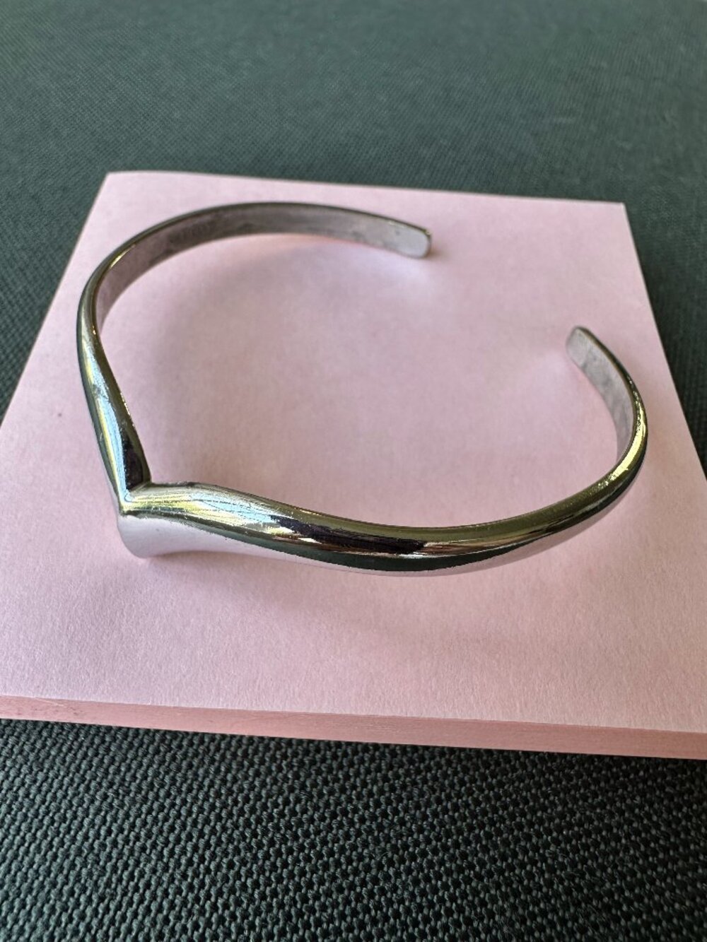 Vintage Avon Silver-Tone Sculptural V-Shaped Open Cuff Bracelet